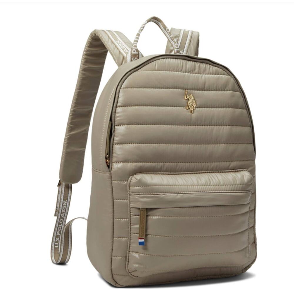 U.S POLO ASSN. Quilted Nylon Backpack One Size Taupe Beige NWT